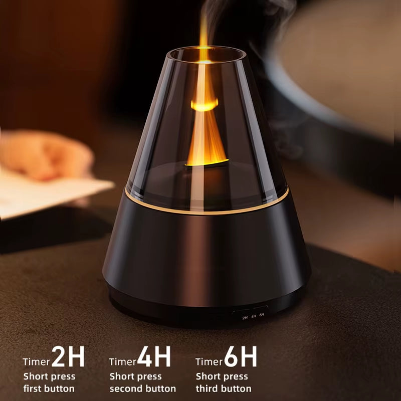 2025 New Product Aroma Diffuser High-Frequency Atomization Ultra-Silent Colorful Lights Add Essential Oil Flame Diffuser