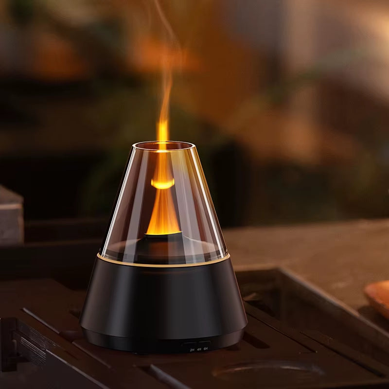 2025 New Product Aroma Diffuser High-Frequency Atomization Ultra-Silent Colorful Lights Add Essential Oil Flame Diffuser