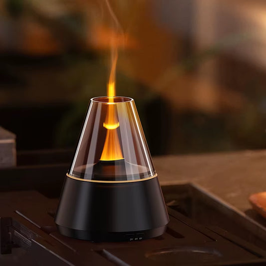2025 New Product Aroma Diffuser High-Frequency Atomization Ultra-Silent Colorful Lights Add Essential Oil Flame Diffuser
